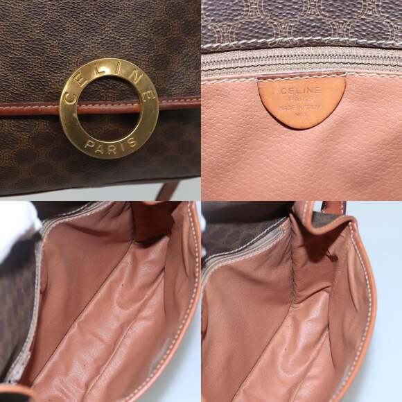 CELINE Macadam Canvas Shoulder Bag Pvc Brown Gold - Picture 11 of 12